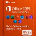 Microsoft Office 2019 Professional Plus – 5 PCs – Online Activation – Lifetime License