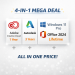 Adobe Creative Cloud 1 Year + Autodesk 3 Years + Windows 11 Pro & Office 2024 Lifetime | One Price